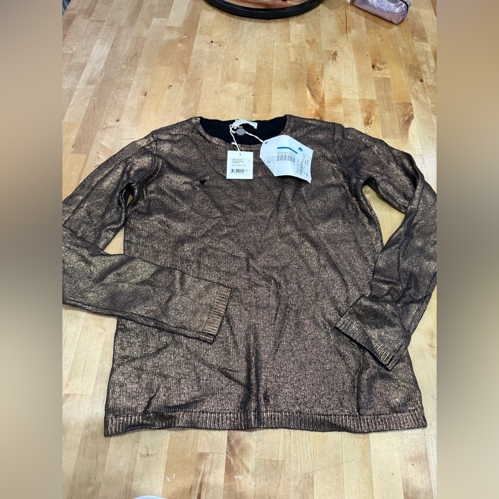 Majestic Filatures Soft Touch Metallic size /S Crewneck Sweater! one part broken